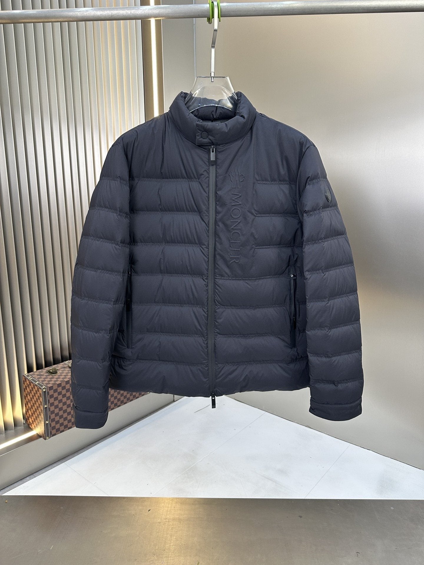 Moncler Navy Quilted Puffer Coat — hero