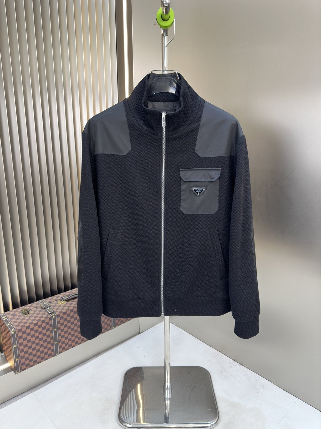 Prada Black and Gray Panel Zip-Front Jacket — hero