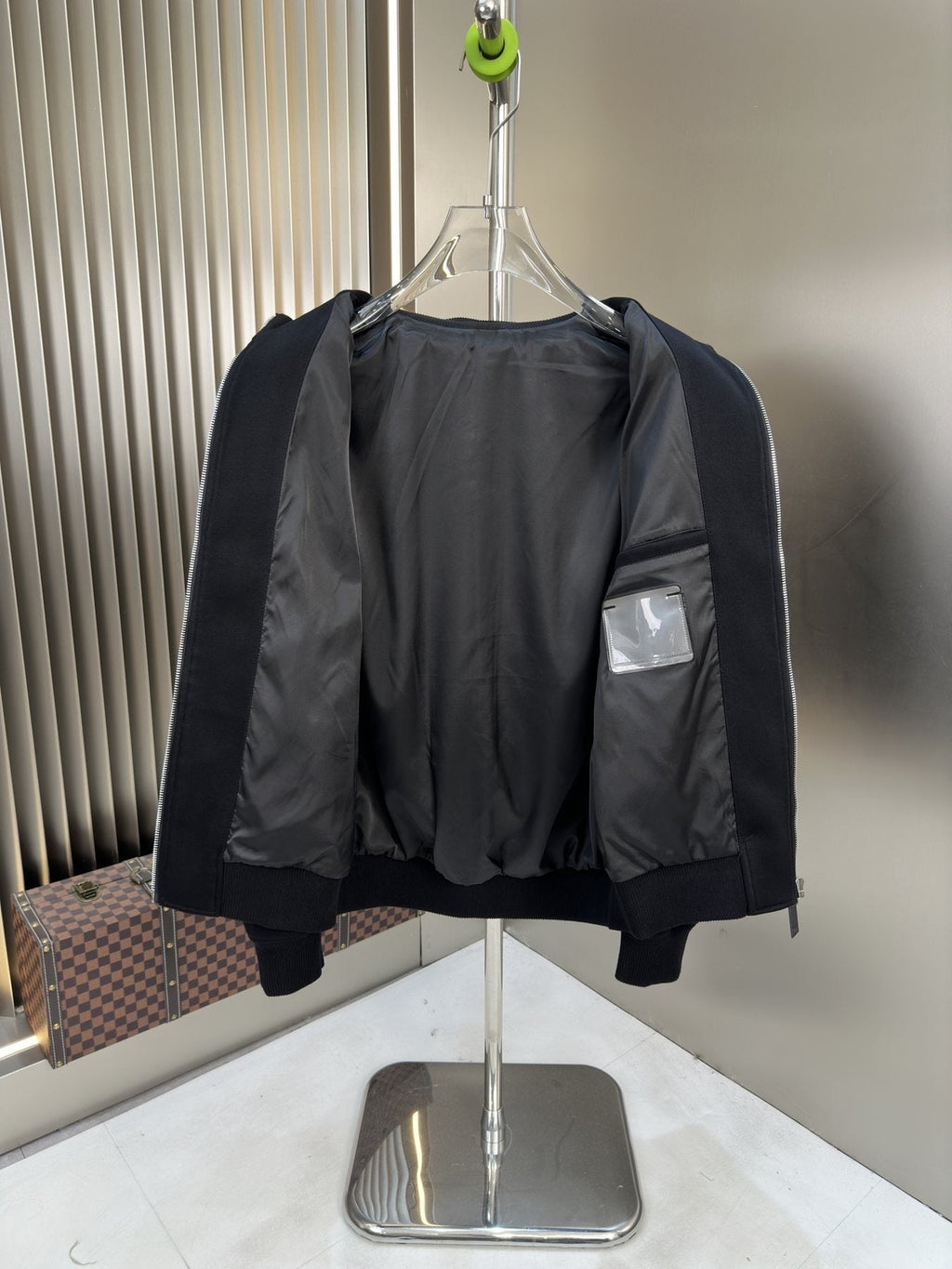 Prada Navy Zip-Front Jacket — detail