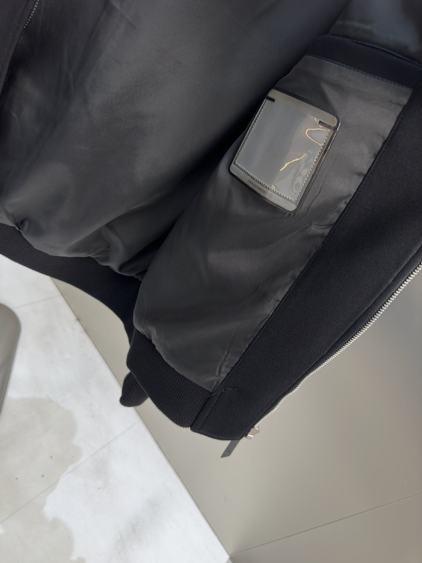 Prada Navy Zip-Front Jacket — detail