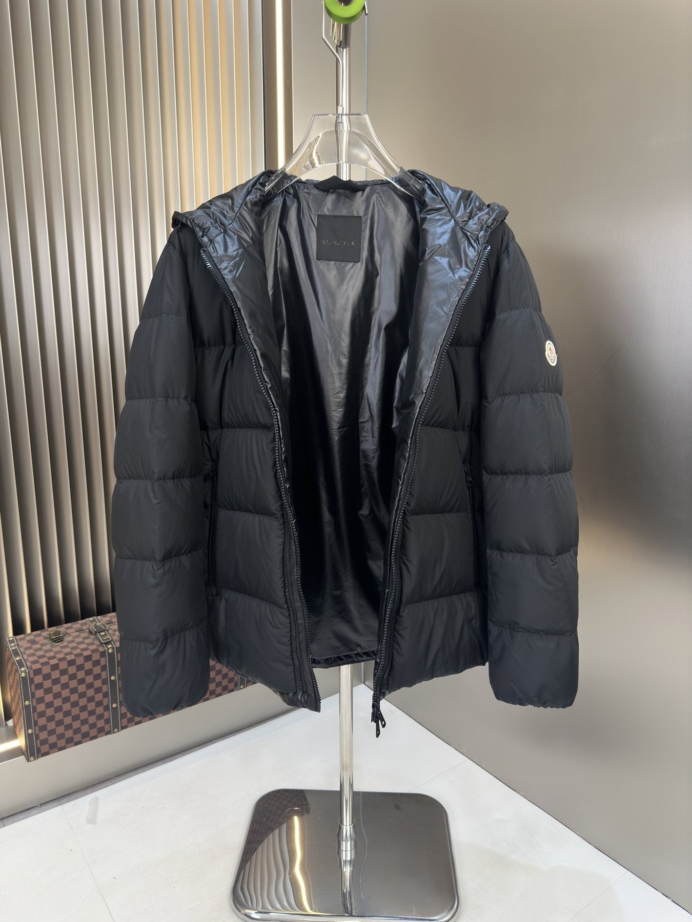 Moncler Reversible Black Puffer Coat — detail