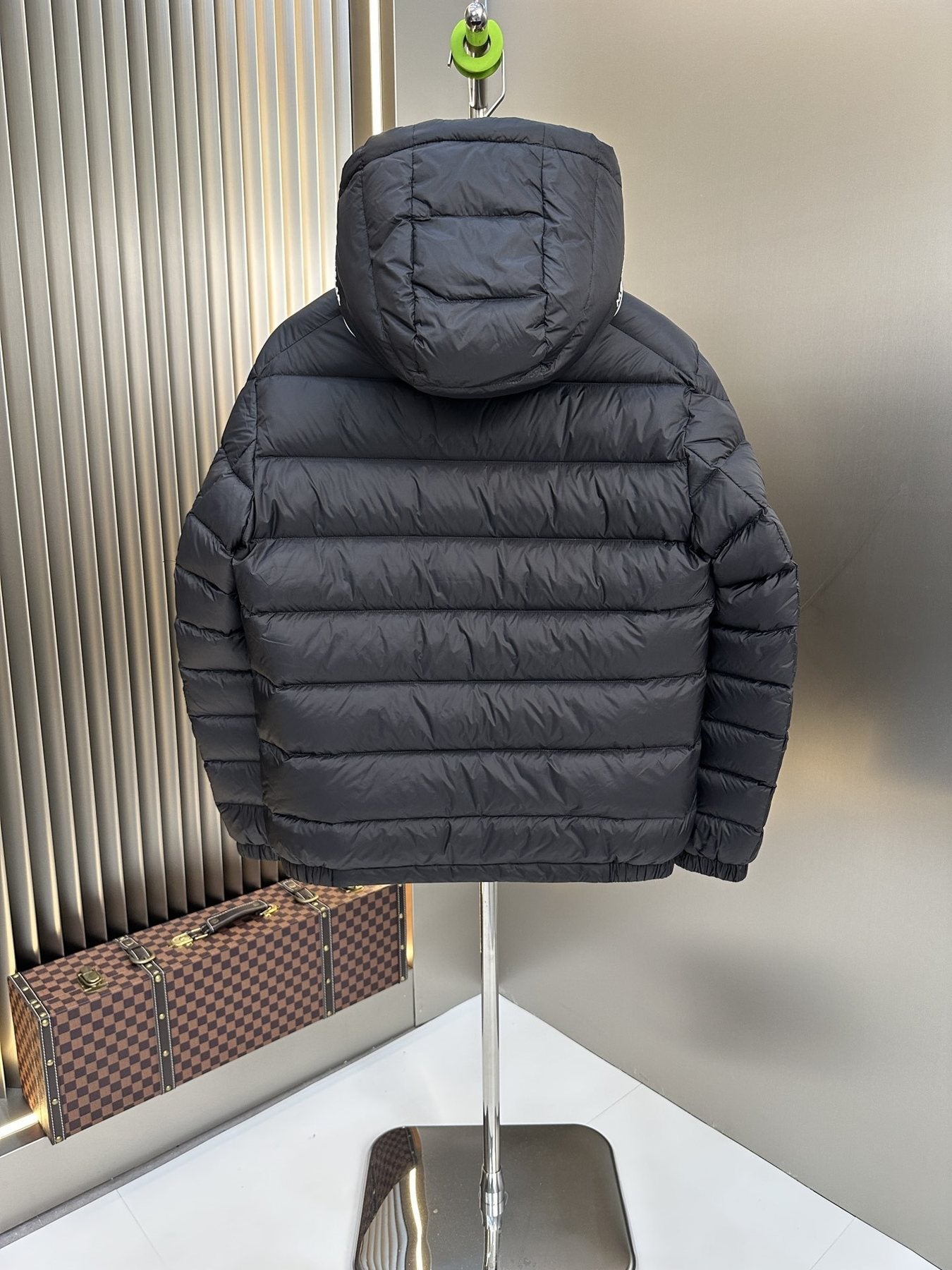Moncler Black Hooded Quilted Puffer Coat — back