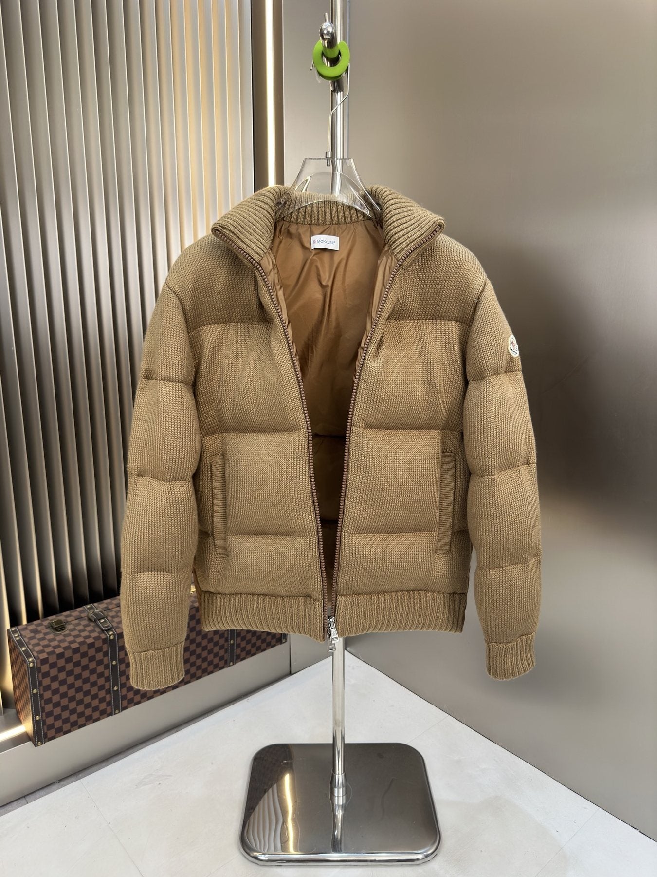 Moncler Quilted Knit-Sleeve Puffer Jacket — front