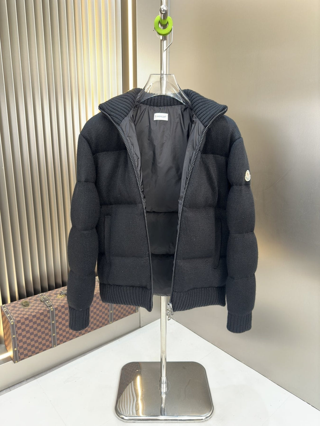 Moncler Quilted Knit-Sleeve Puffer Jacket — front