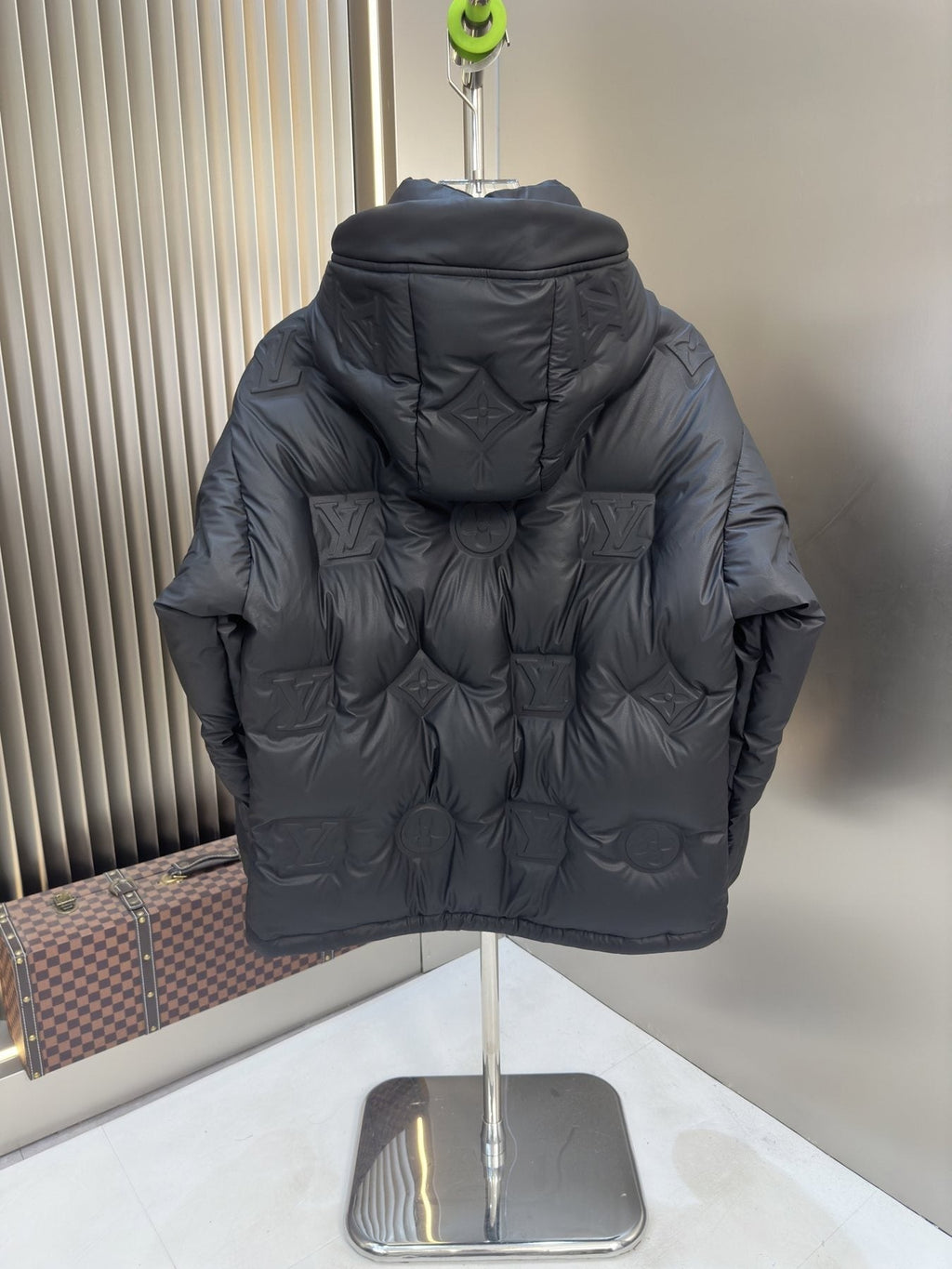 LV Hooded Quilted Puffer Coat — back