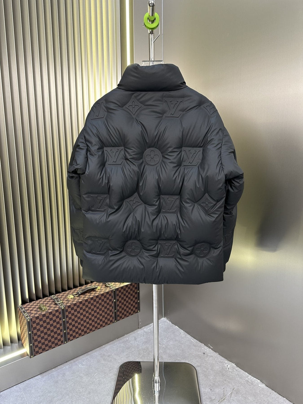 LV Tonal Monogram Quilted Puffer Coat — back