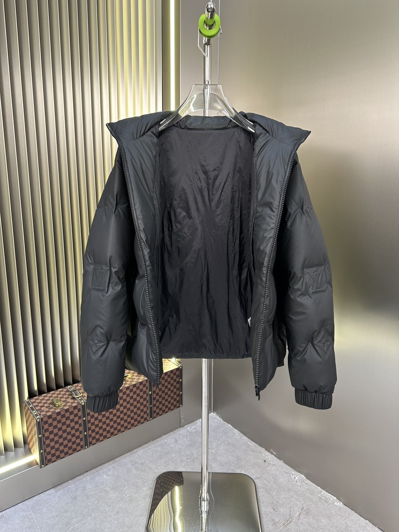 LV Tonal Monogram Quilted Puffer Coat — detail