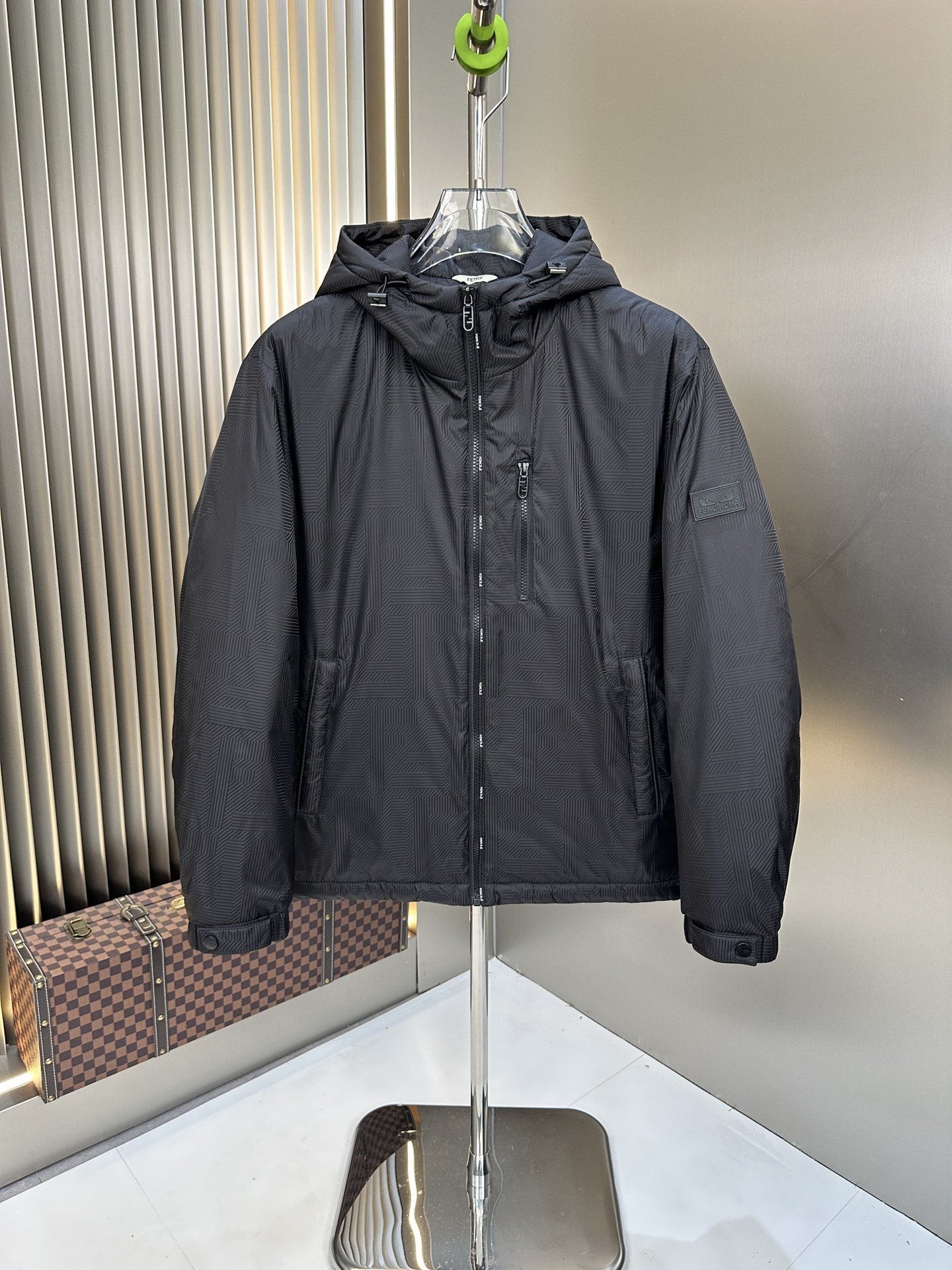 Fendi Black Hooded Puffer Jacket — hero