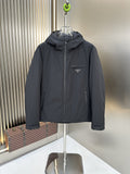Prada Dark Grey Hooded Puffer Jacket — hero