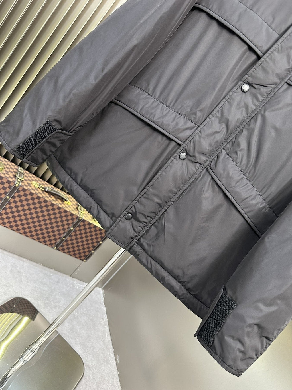 Prada Black Hooded Quilted Puffer Jacket — detail