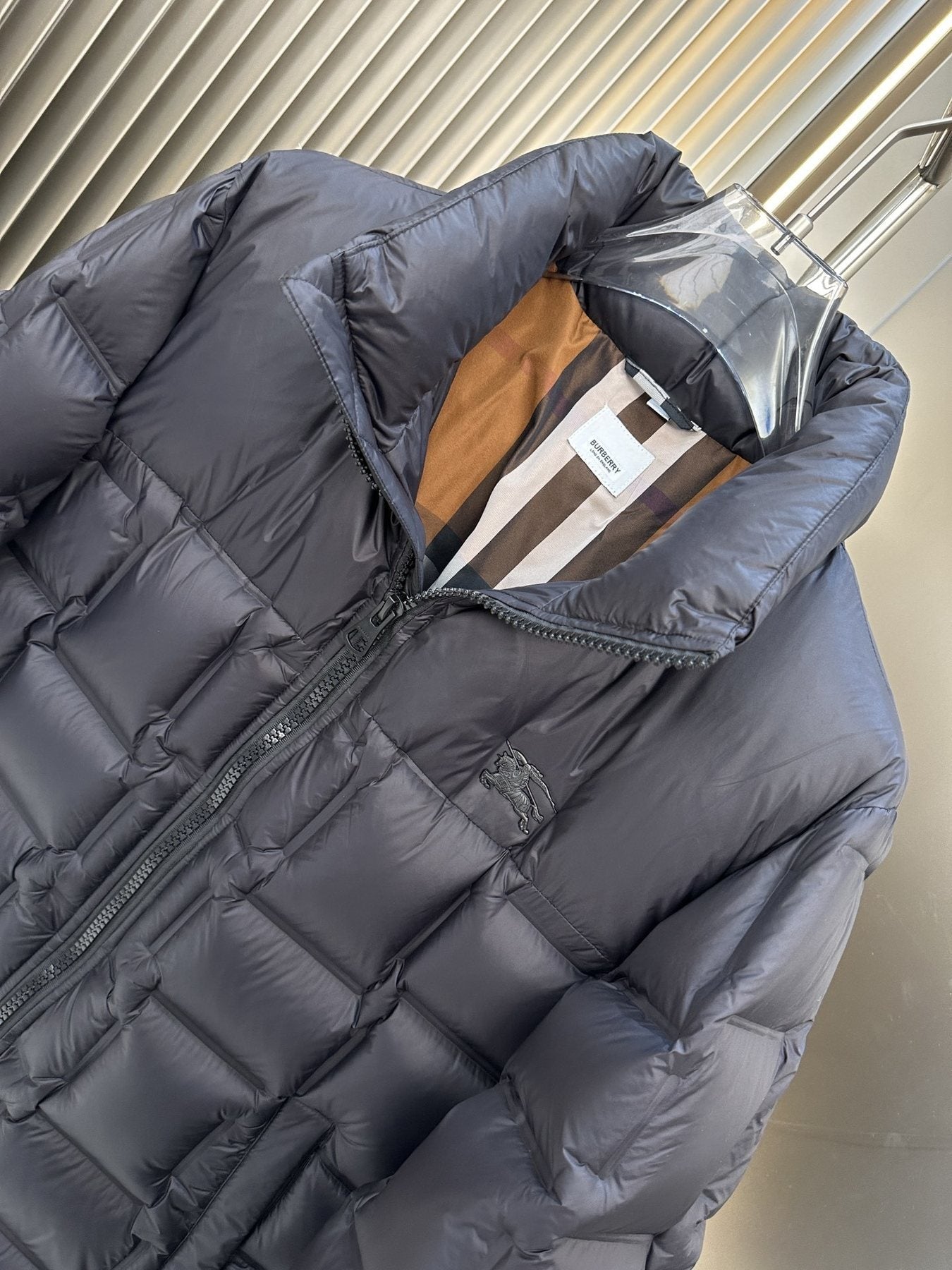 Burberry Charcoal Grey Quilted Puffer Jacket — detail