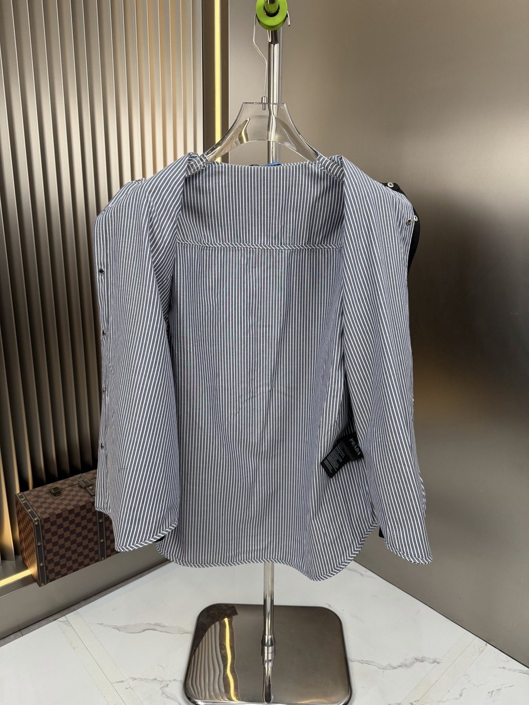 Prada Layered Overshirt and Striped Shirt Set — detail