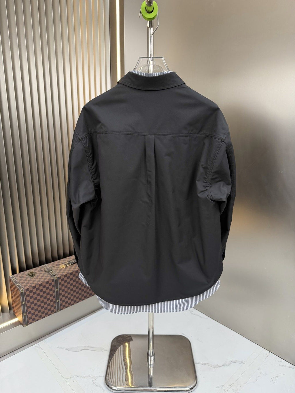 Prada Layered Overshirt and Striped Shirt Set — back