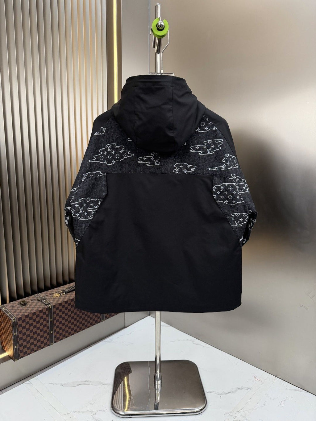 LV Hooded Cloud-Panel Zip Jacket — back