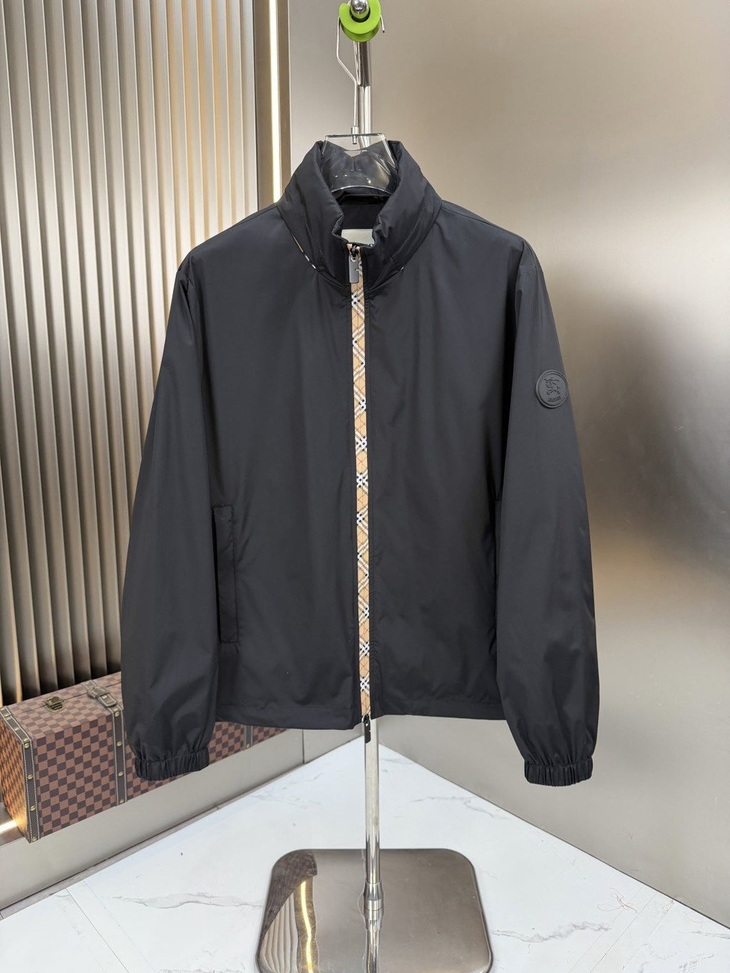 2026 Original Jacket Black Check-Trim Hooded Jacket — hero