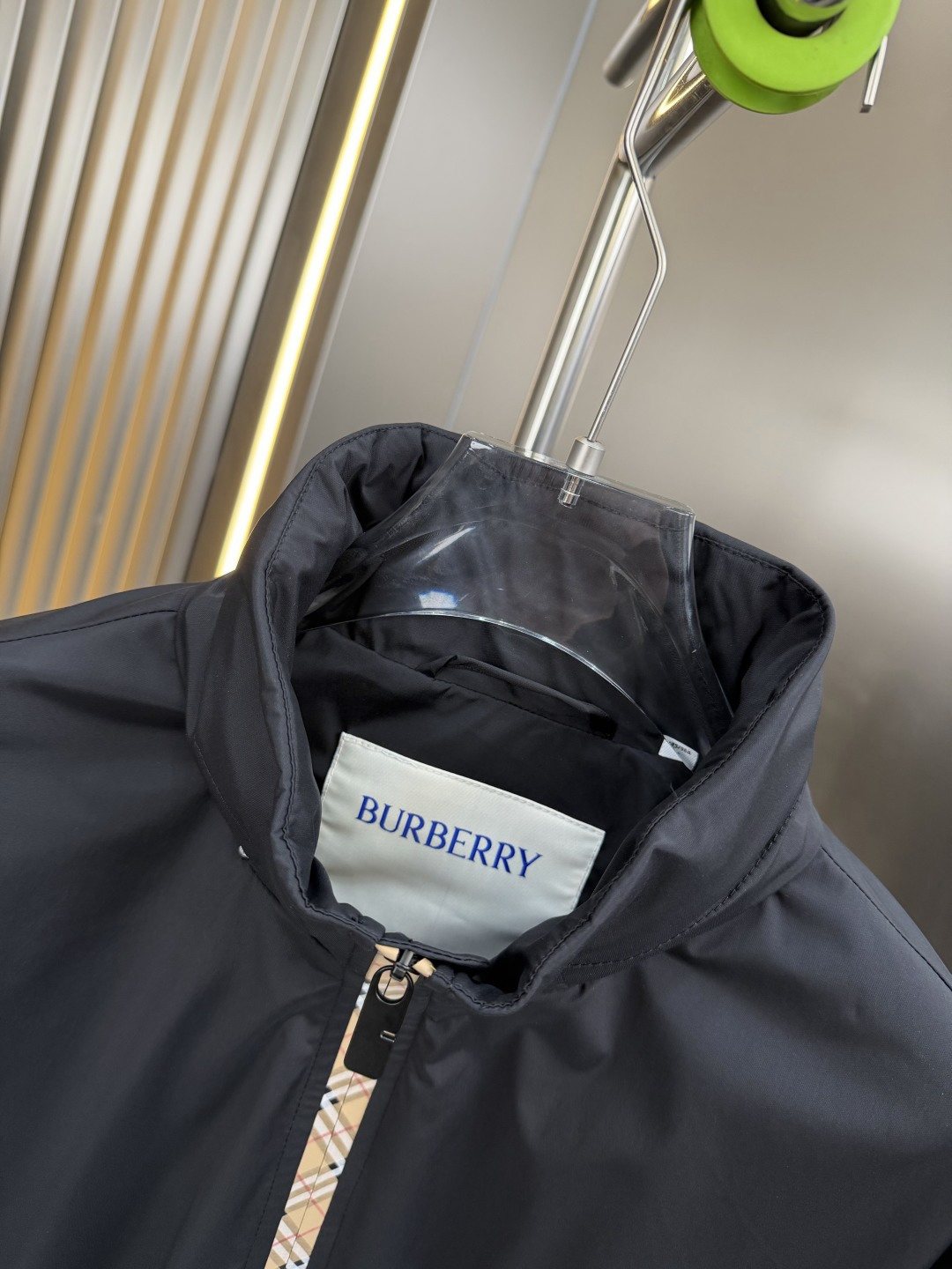 2026 Original Jacket Black Check-Trim Hooded Jacket — neck_label