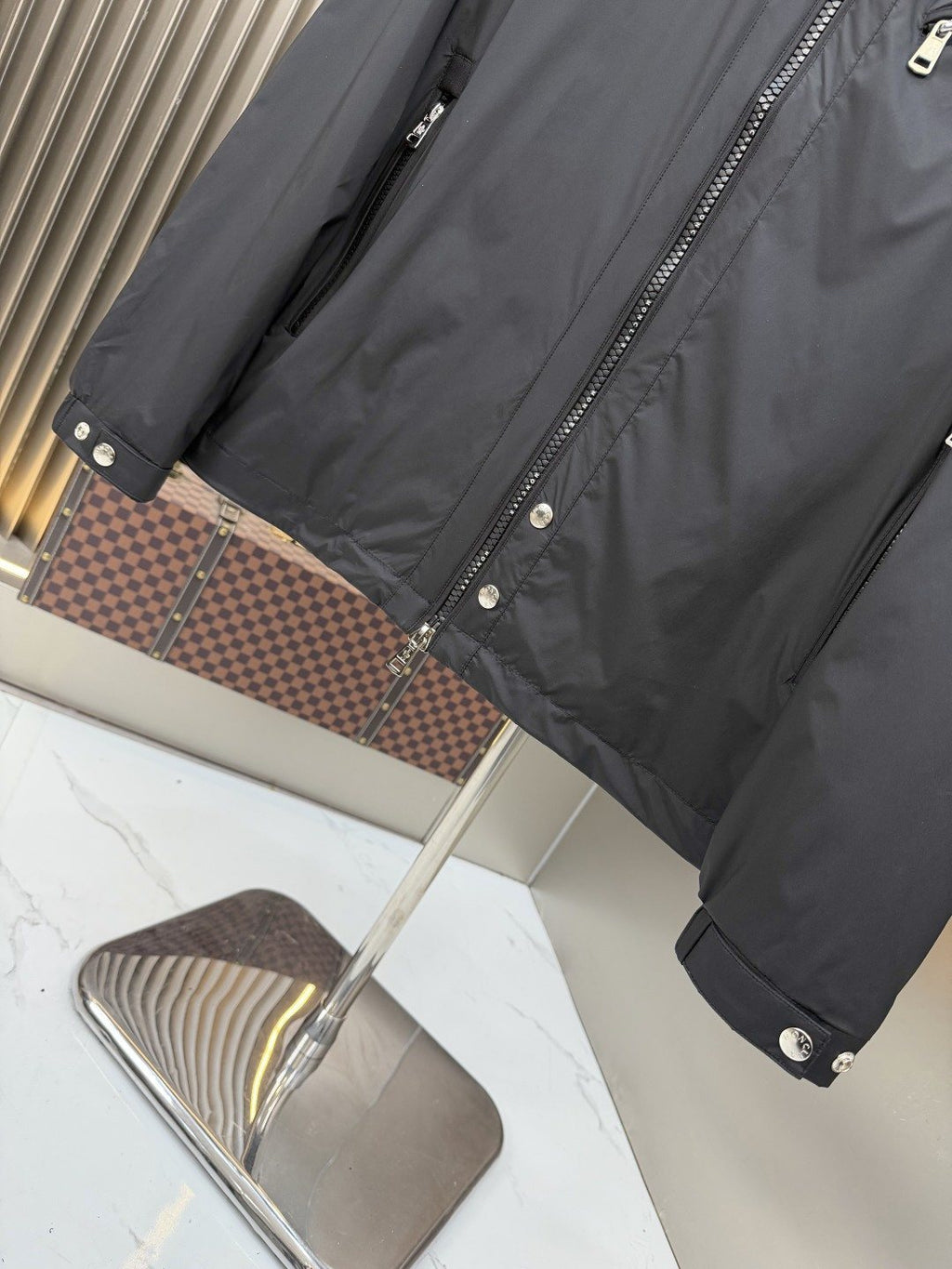 Moncler Black Stand-Collar Utility Jacket — detail