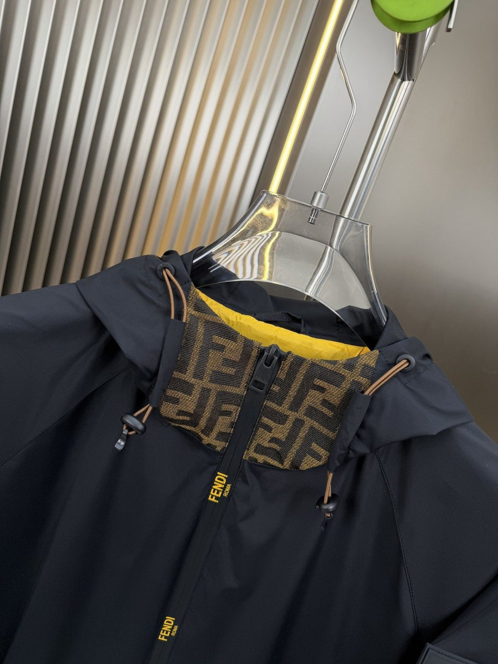 Fendi Black Hooded Zip-Front Jacket — detail