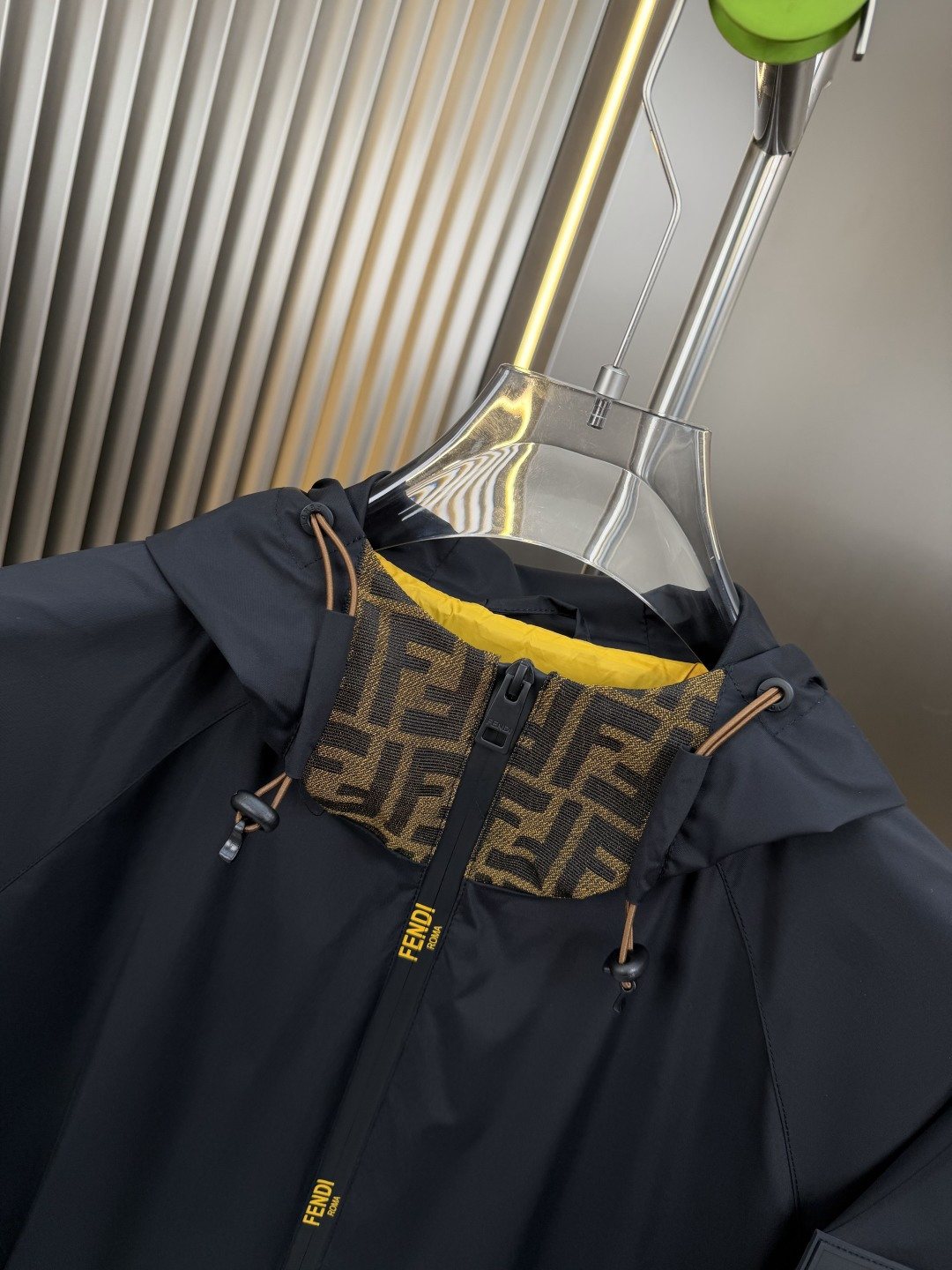 Fendi Black Hooded Zip-Front Jacket — detail