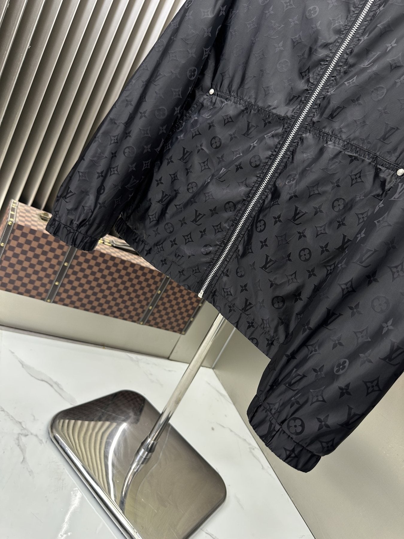 LV All-Over Monogram Zip-Front Jacket — detail