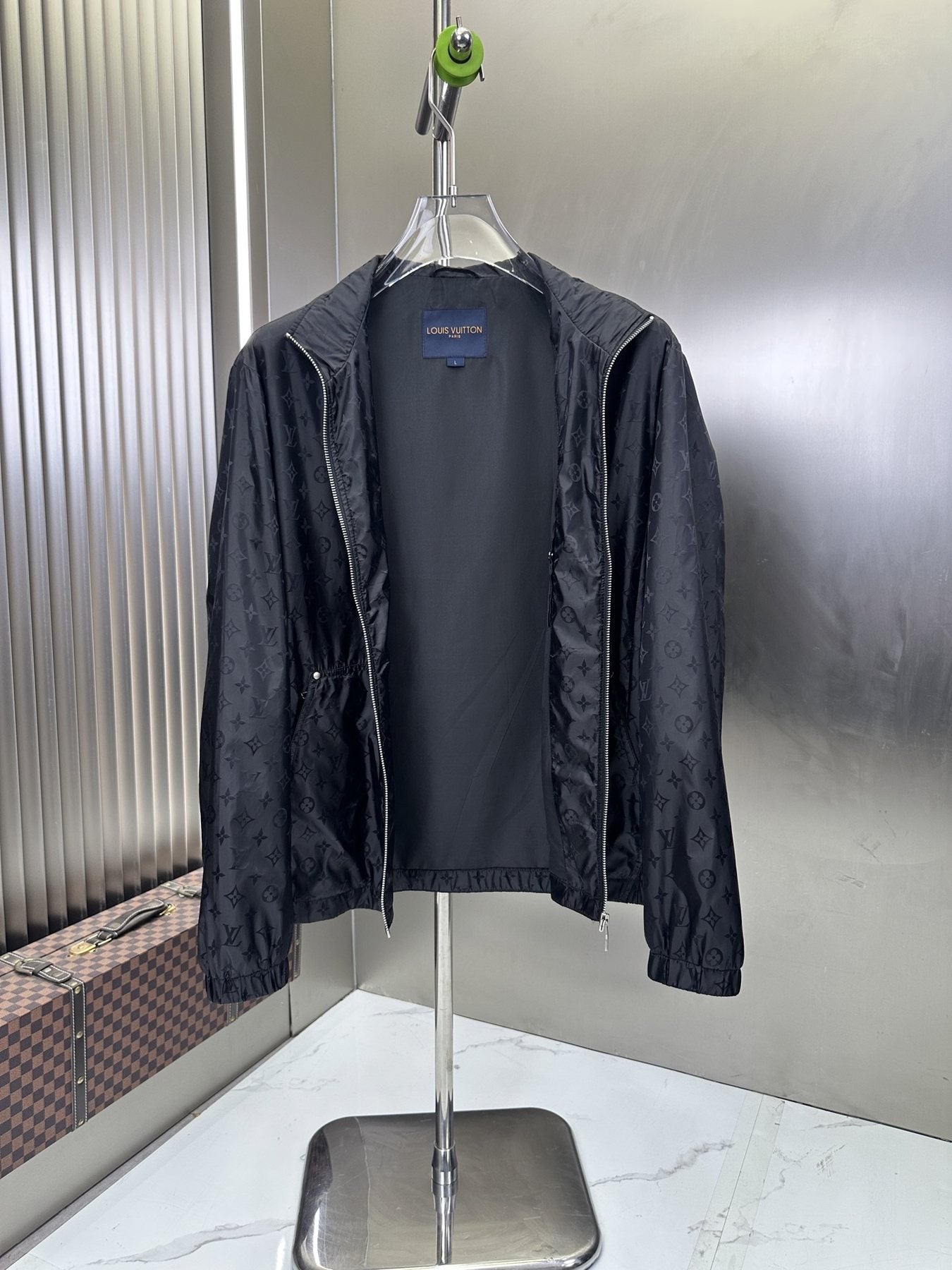 LV All-Over Monogram Zip-Front Jacket — detail