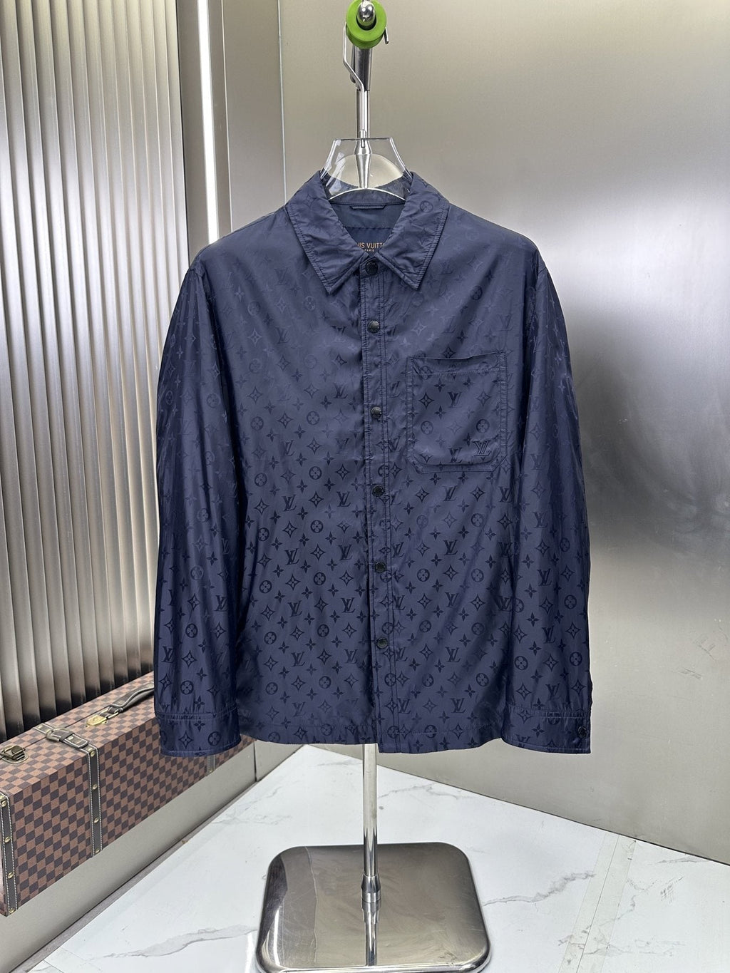 LV Tonal Pattern Button-Front Jacket — front