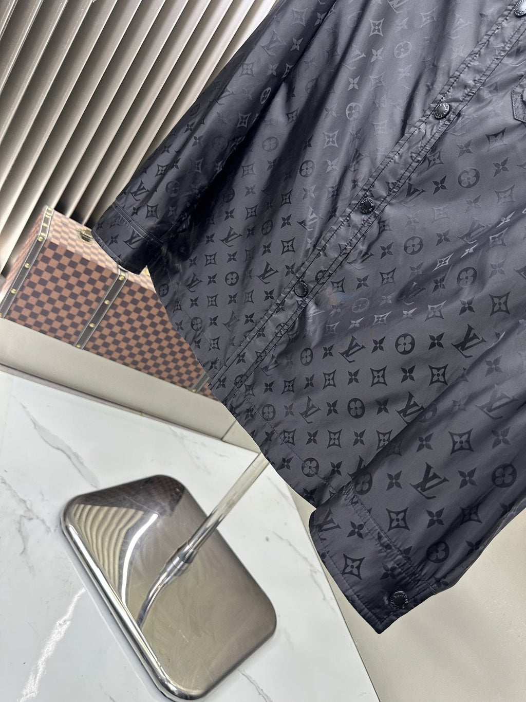 LV Tonal Pattern Button-Front Jacket — fabric_closeup