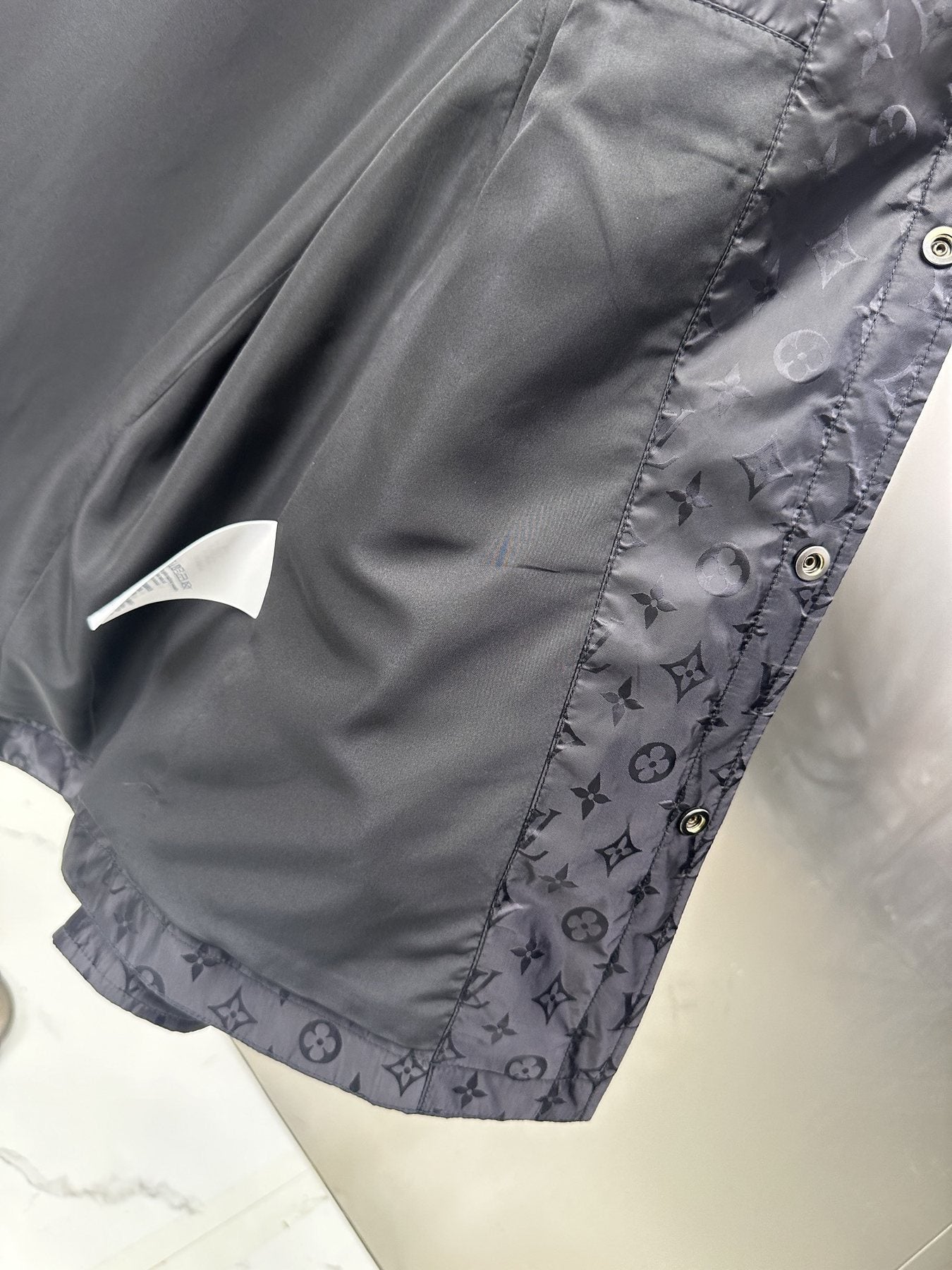 LV Tonal Pattern Button-Front Jacket — fabric_closeup