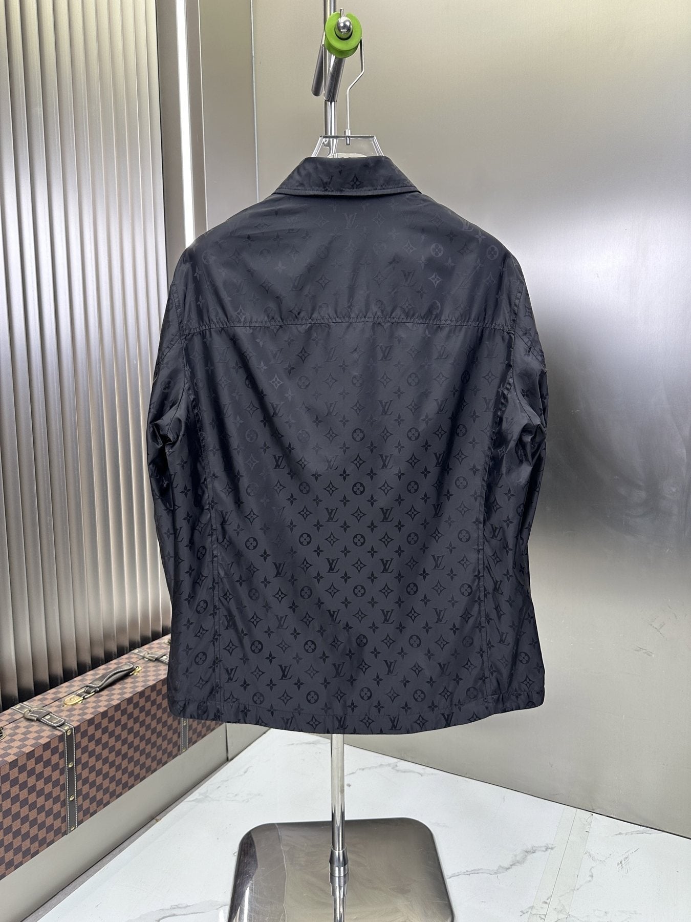 LV Tonal Pattern Button-Front Jacket — back