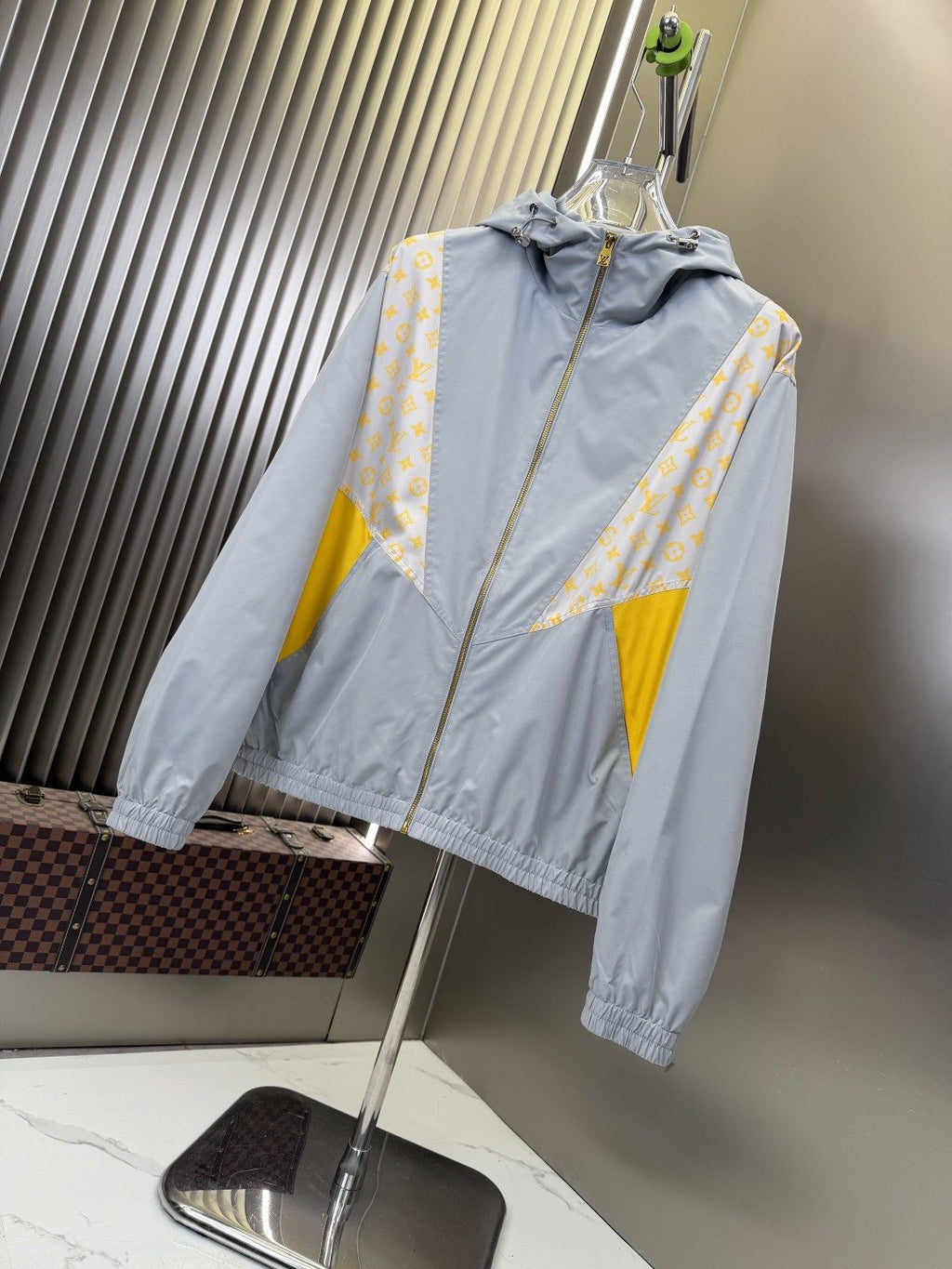 2026 Original Jacket Light Blue Color-Block Hooded Windbreaker — front