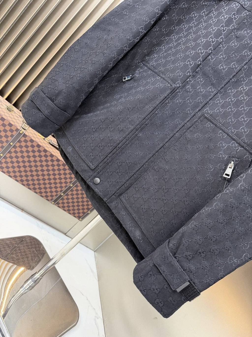 2026 Original Jacket Black Tonal Monogram Hooded Jacket — detail