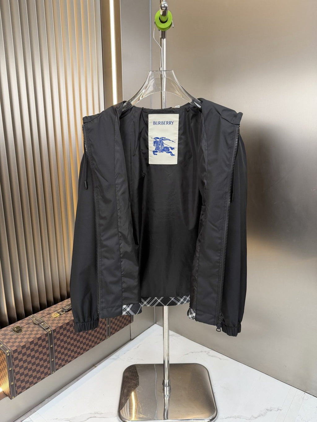 2026 Original Jacket Hooded Zip Jacket with Check Panel — neck_label