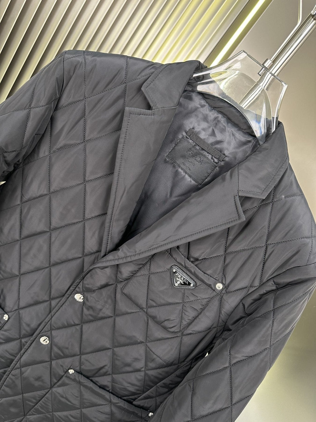 Prada Diamond-Quilted Padded Jacket — detail