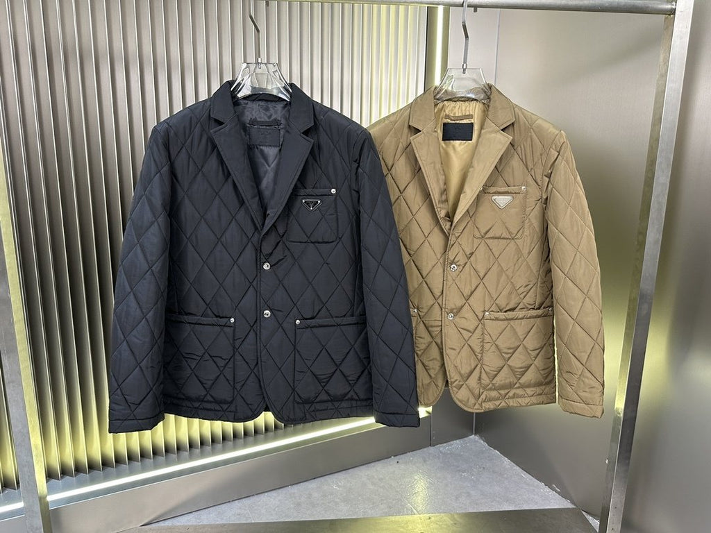 Prada Diamond-Quilted Padded Jacket — comparison