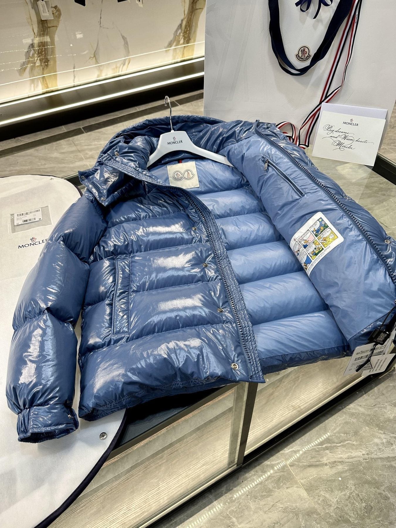 Moncler Maya Hooded Puffer Coat — detail