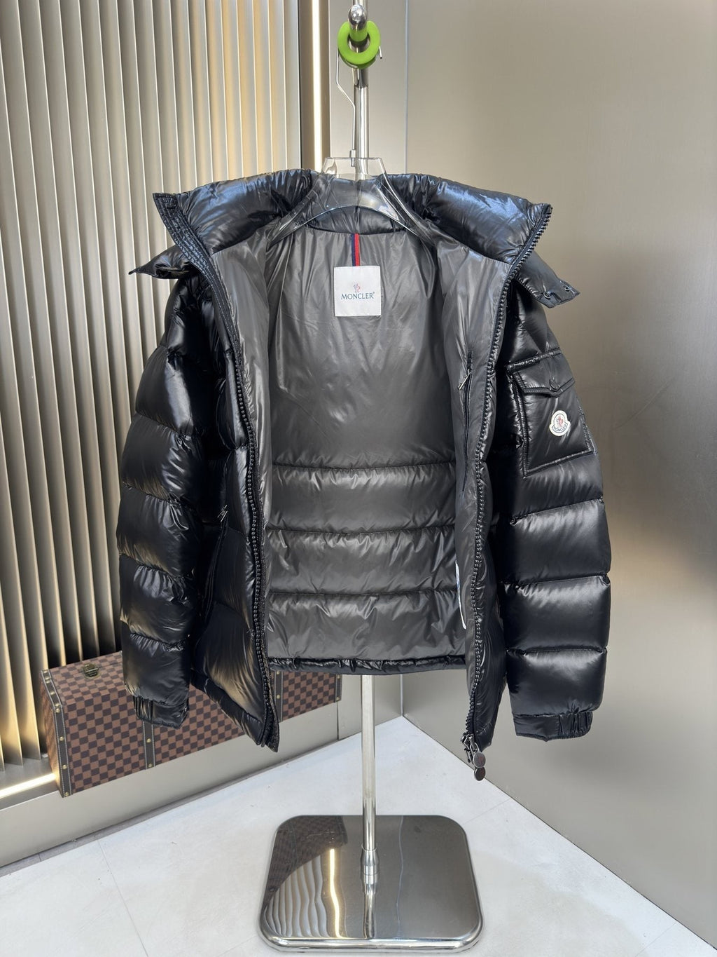 Moncler Maya Hooded Puffer Coat — neck_label