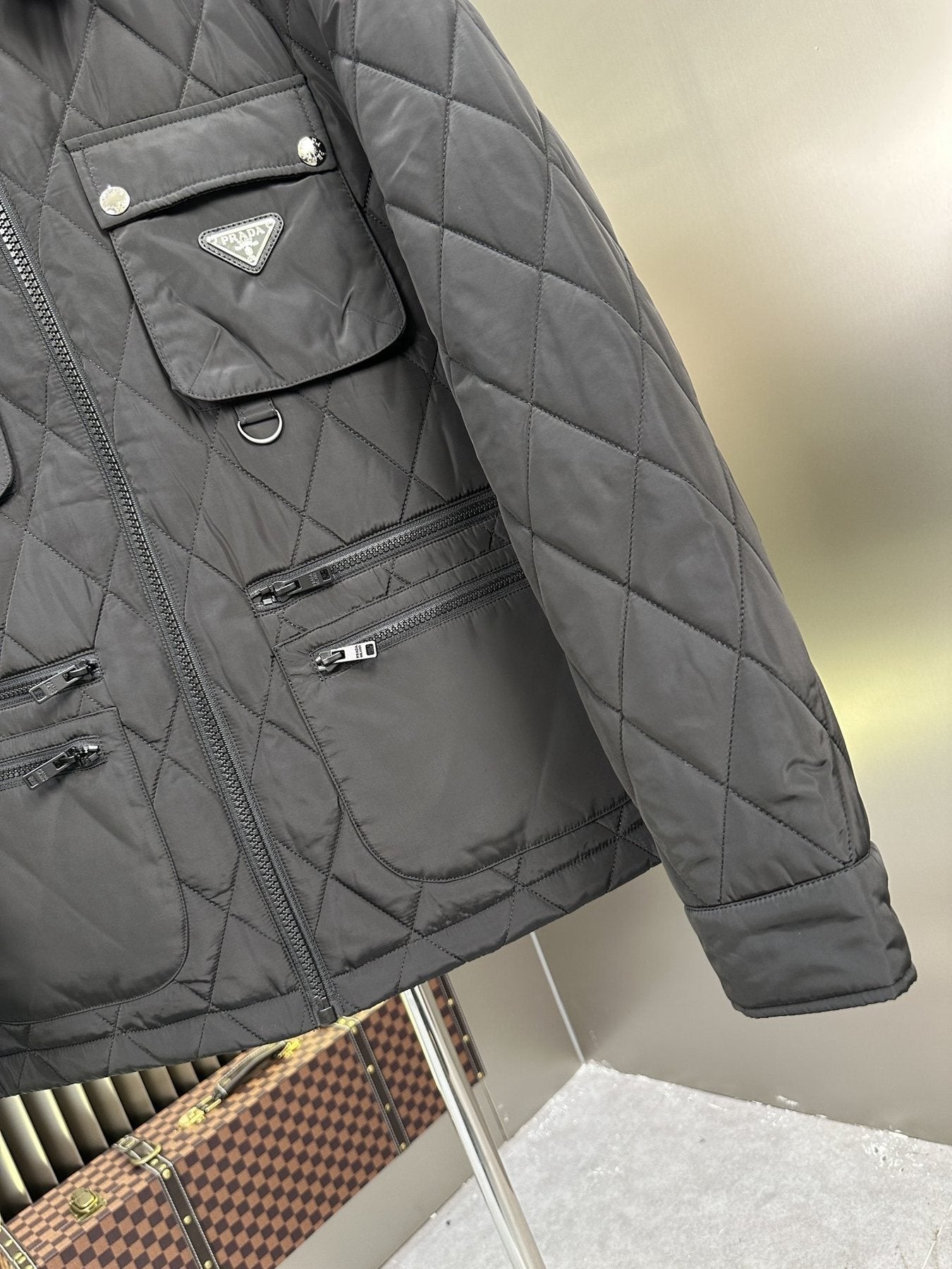 Prada Quilted Multi-Pocket Field Jacket — detail