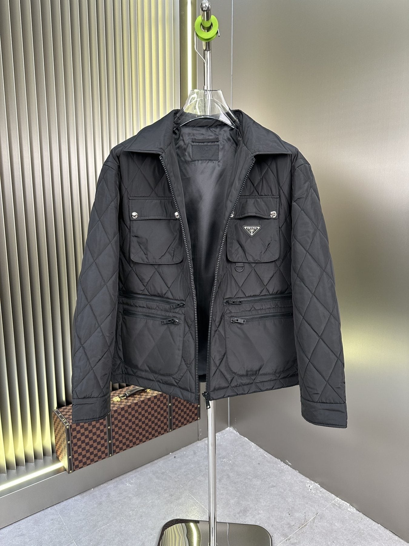 Prada Quilted Multi-Pocket Field Jacket — detail