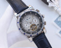 Omega Silver Black Blue Dial Strap Watch — hero