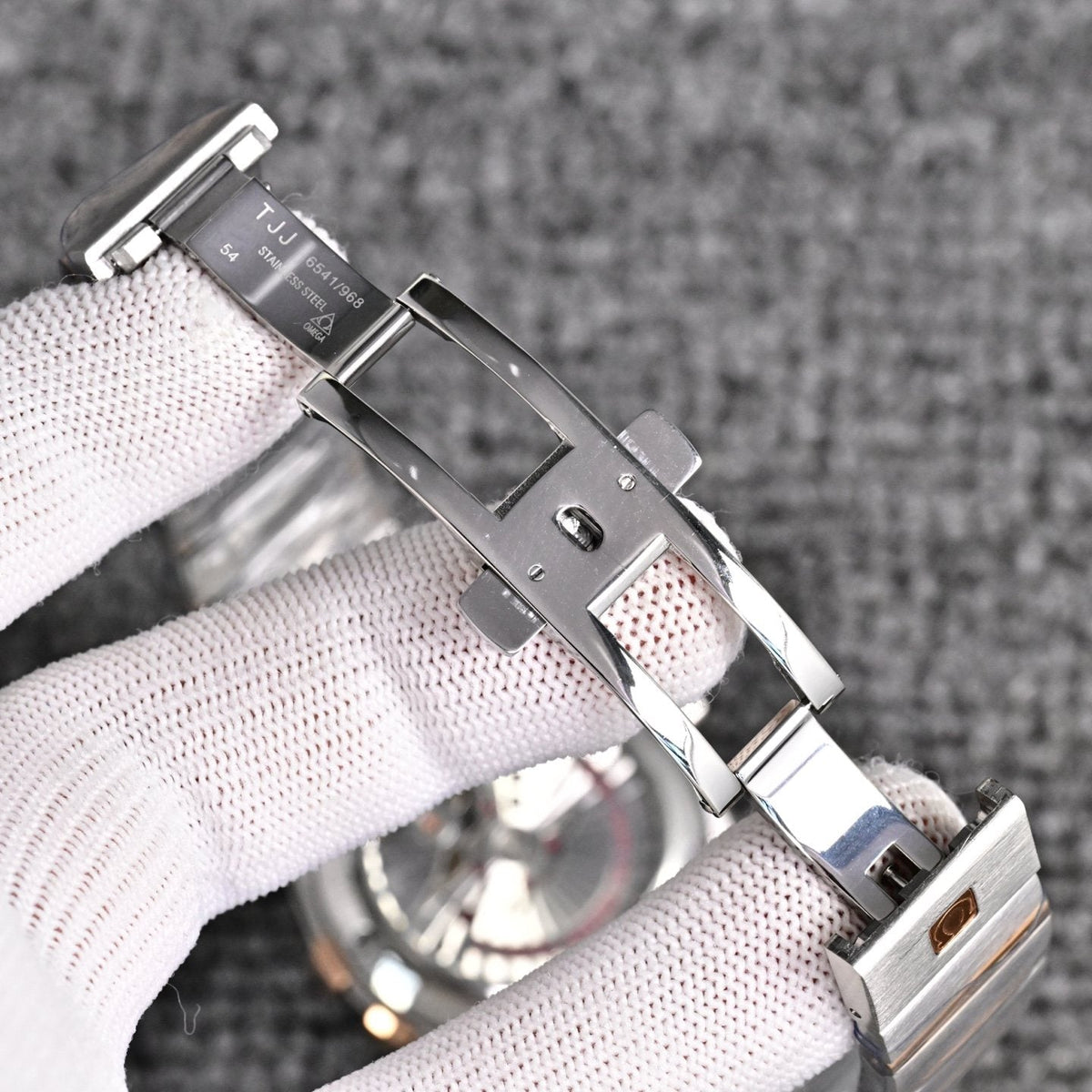 Omega Two Tone Silver Bracelet Watch — detail