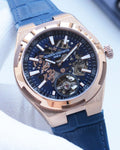 VACHERON CONSTANTIN Rose Gold Blue Dial Strap Watch — hero