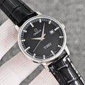 Omega Silver Black Dial Strap Watch — hero