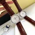Longines Silver Brown White Dial Strap Couple Watch Set — hero