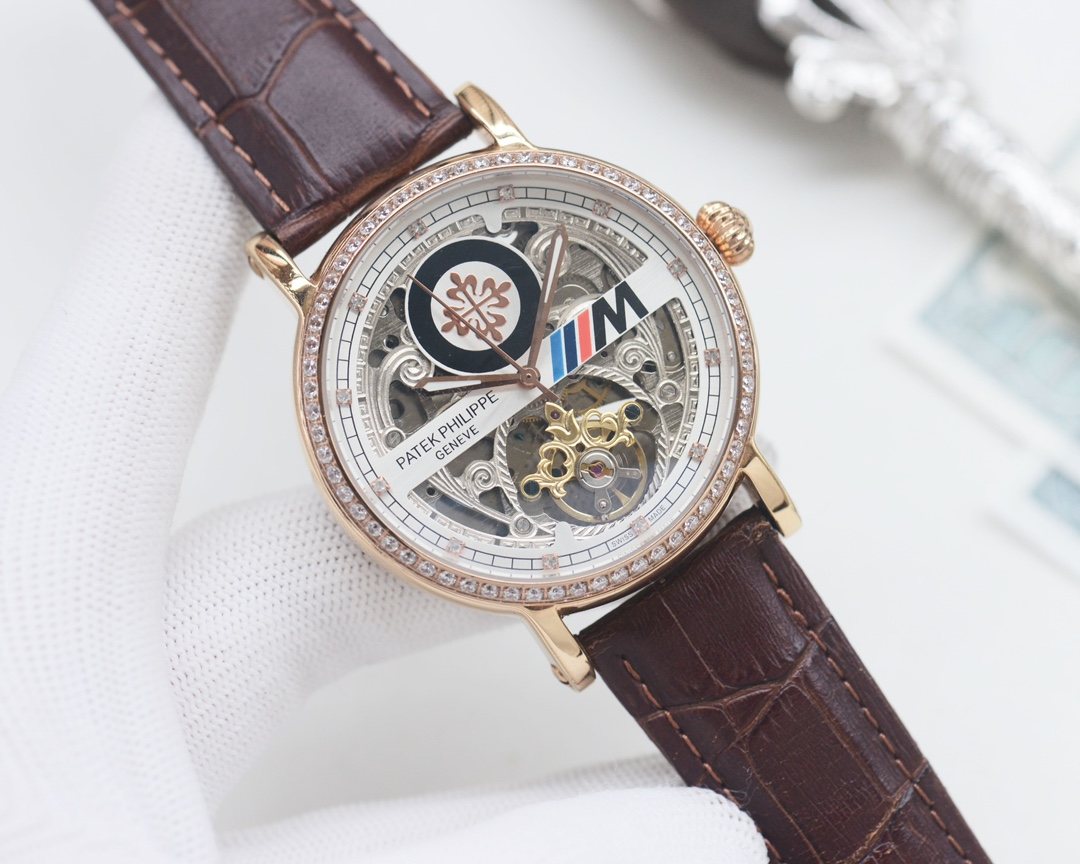 Patek Philippe Brown Rose Gold Strap Watch — hero