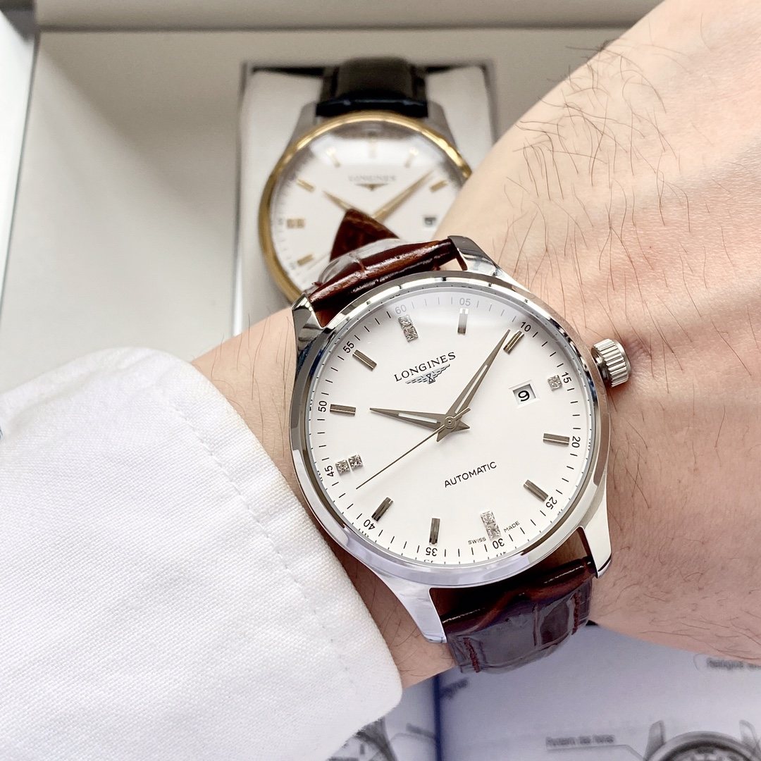 Longines Gold White Dial Strap Watch — hero