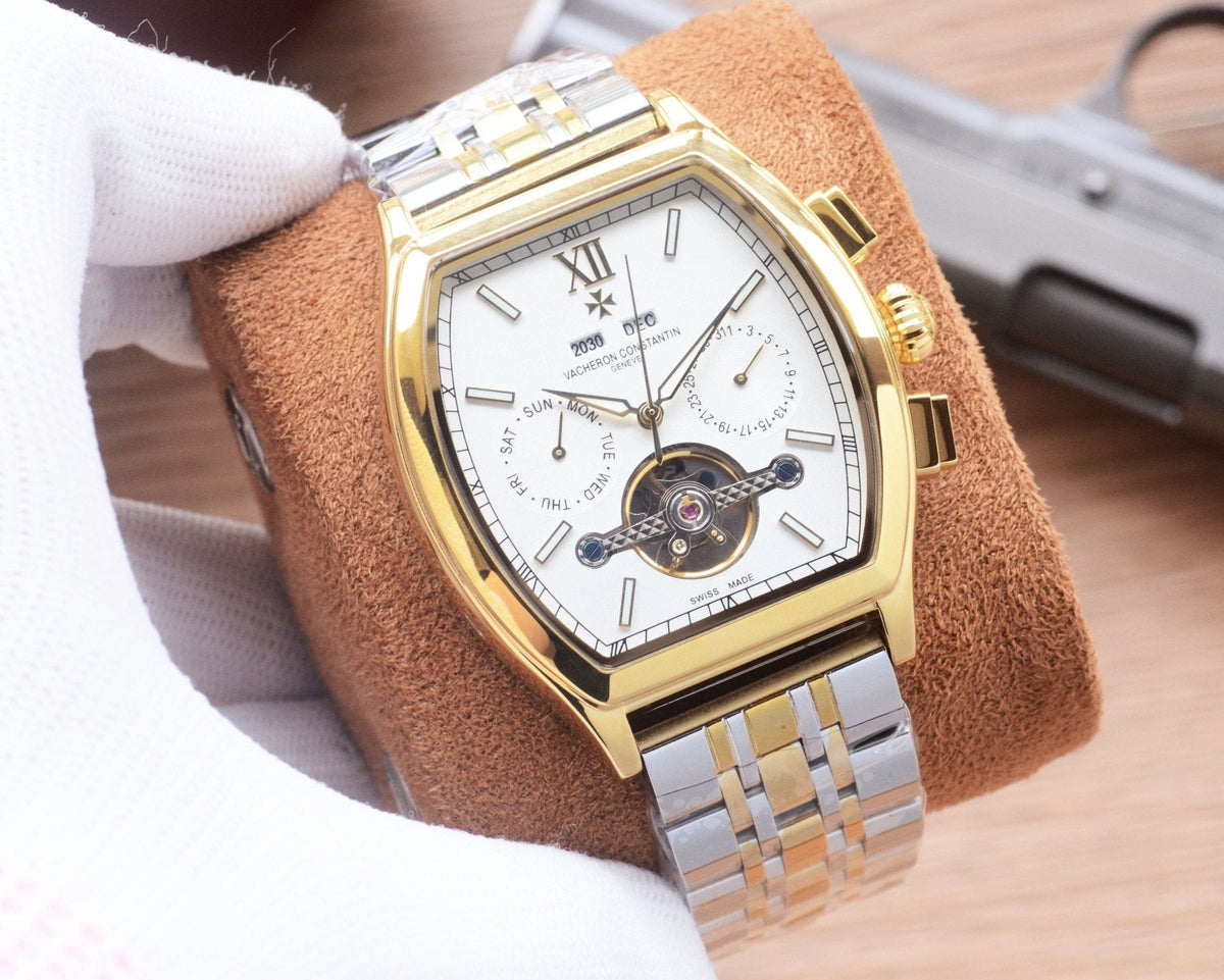 Patek Philippe Gold Silver White Dial Bracelet Watch — hero