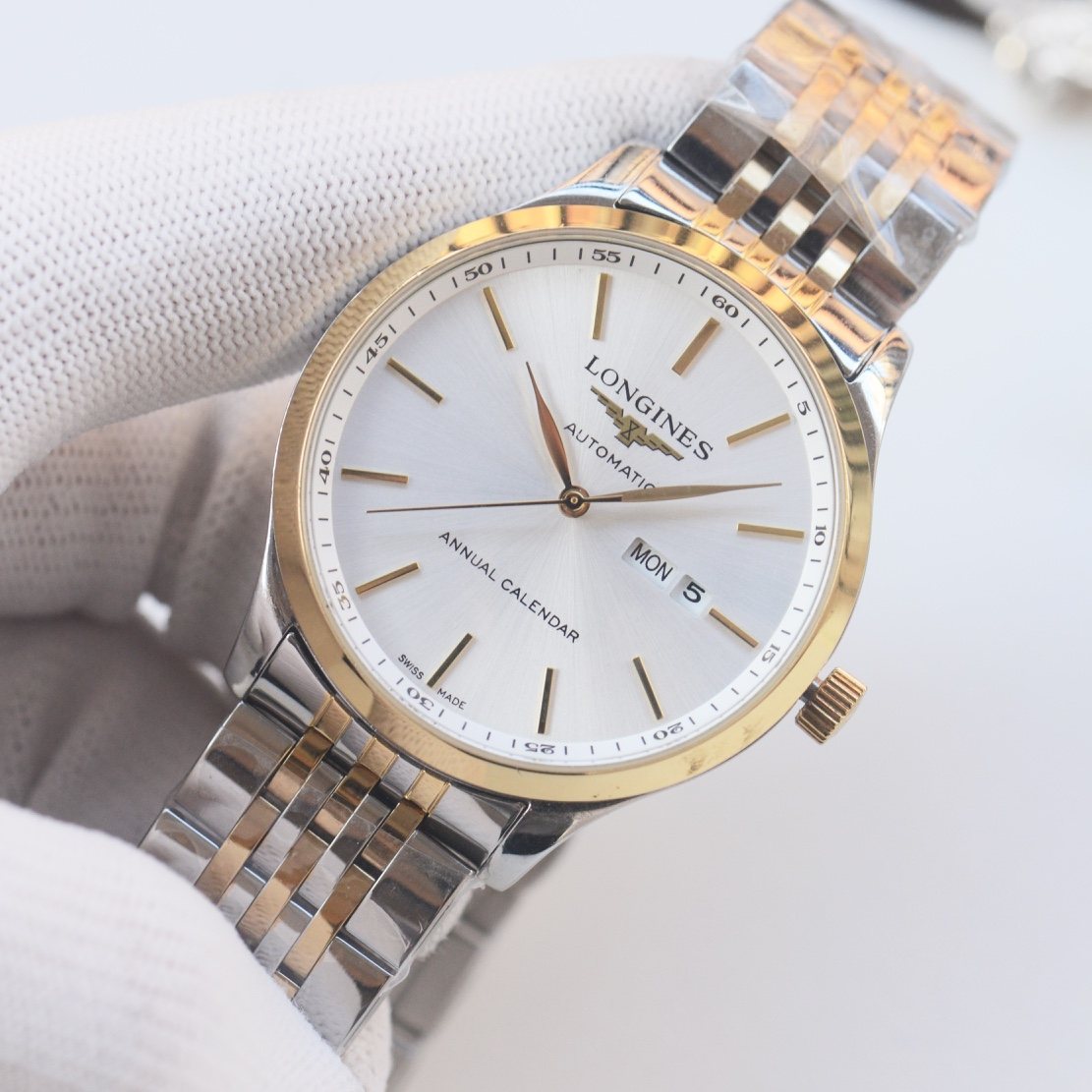 Two Tone Gold White Dial Bracelet Watch — front