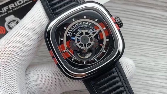 SEVENFRIDAY Black Red Accent Watch — front
