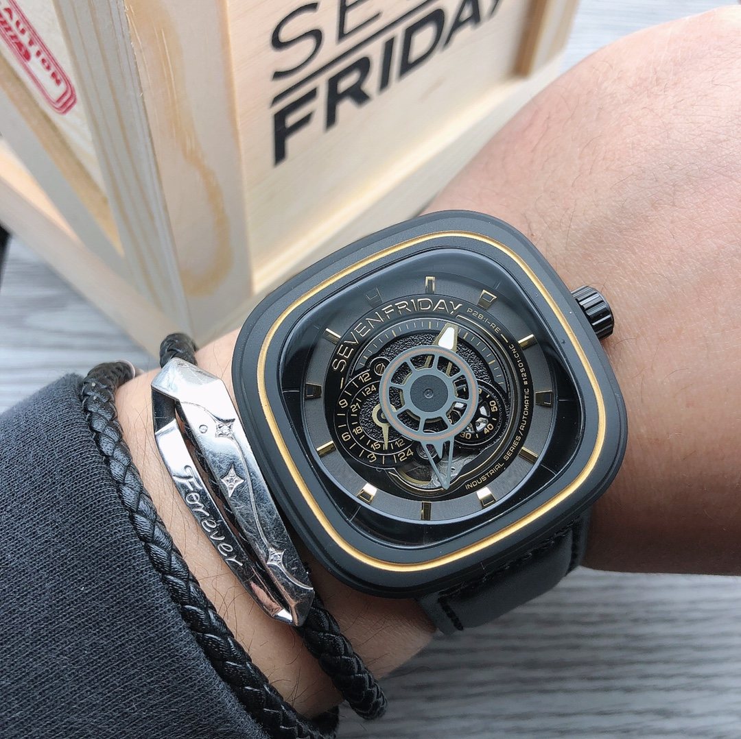 SEVENFRIDAY Black Gold-Tone Layered Dial Watch — model
