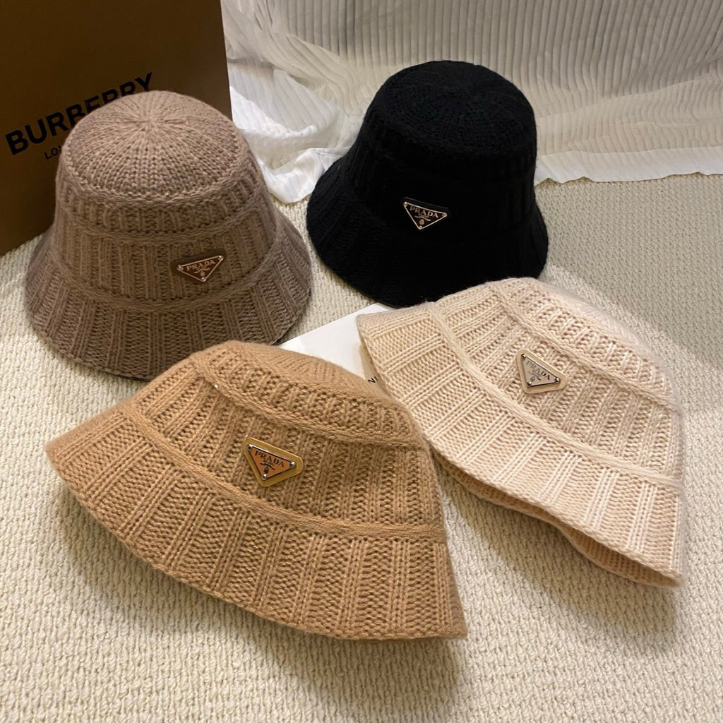 PRADA Ribbed Knit Bucket Hat